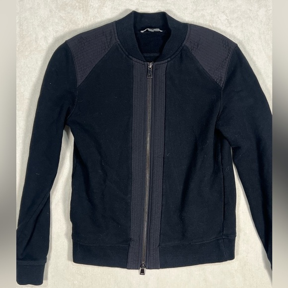 Vince Women’s XS Full Zip Cotton Black Bomber Jacket Coat Trucker EUC Chic - Picture 5 of 13